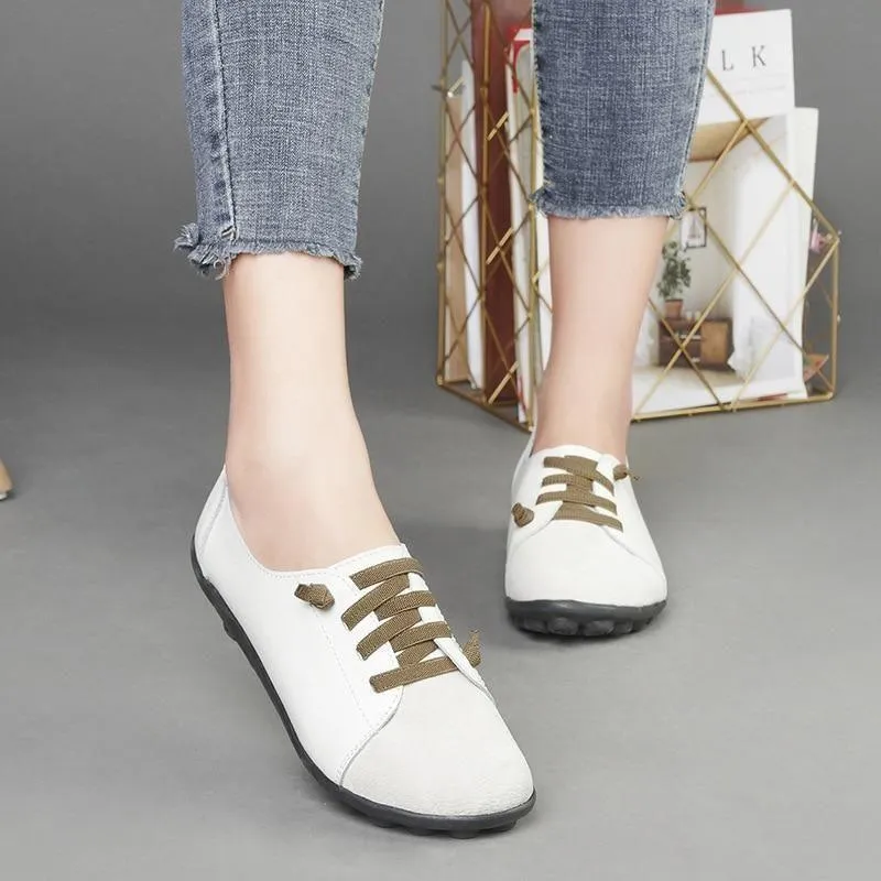 Women's Casual Shoes Leather Flats Loafers Soft Sneakers #MX-052