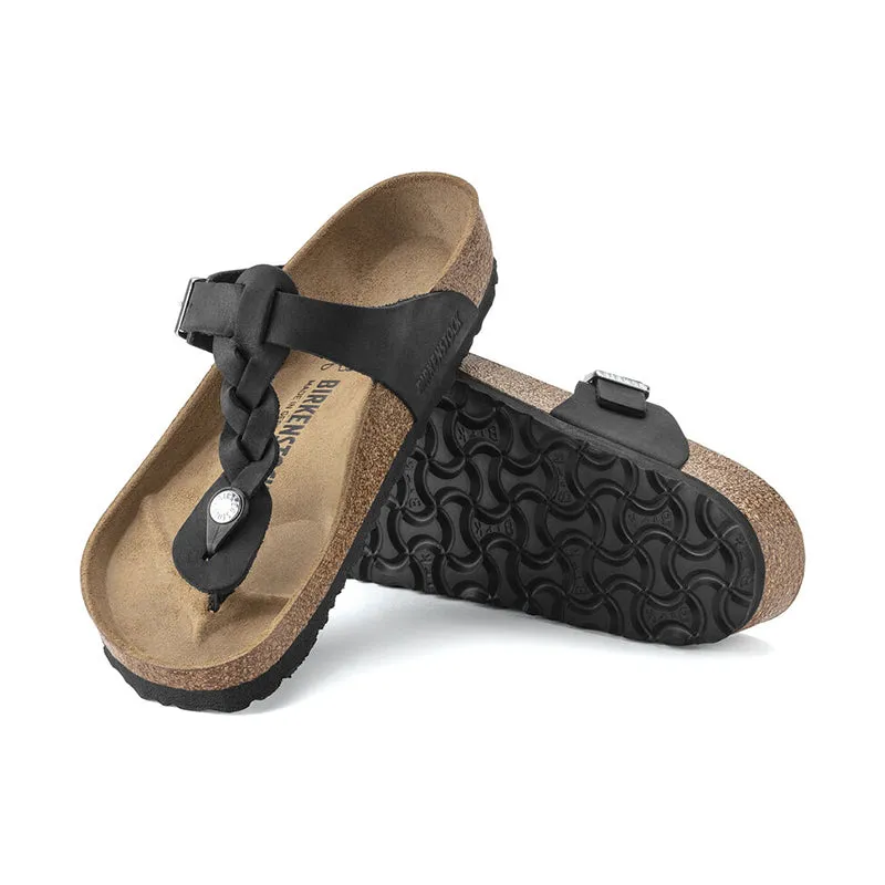 Women's Gizeh Braid Black Oiled Leather