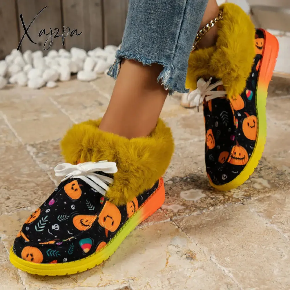 Xajzpa - Black Casual Patchwork Frenulum Printing Round Keep Warm Comfortable Out Door Shoes