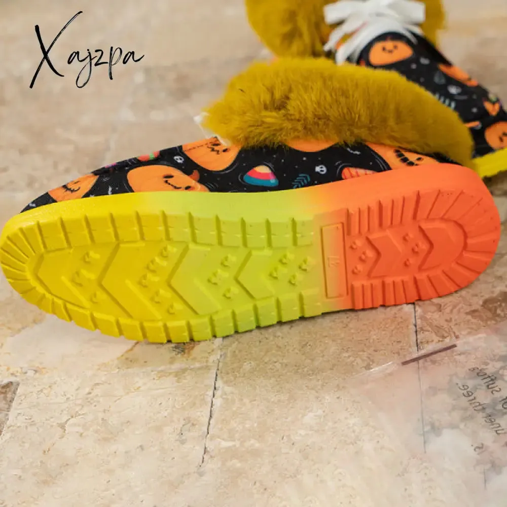 Xajzpa - Black Casual Patchwork Frenulum Printing Round Keep Warm Comfortable Out Door Shoes