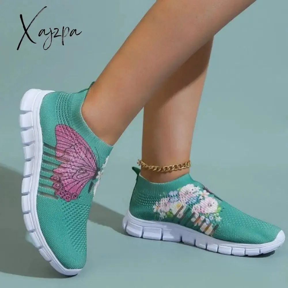 Xajzpa - Cyan Casual Patchwork Printing Round Comfortable Shoes