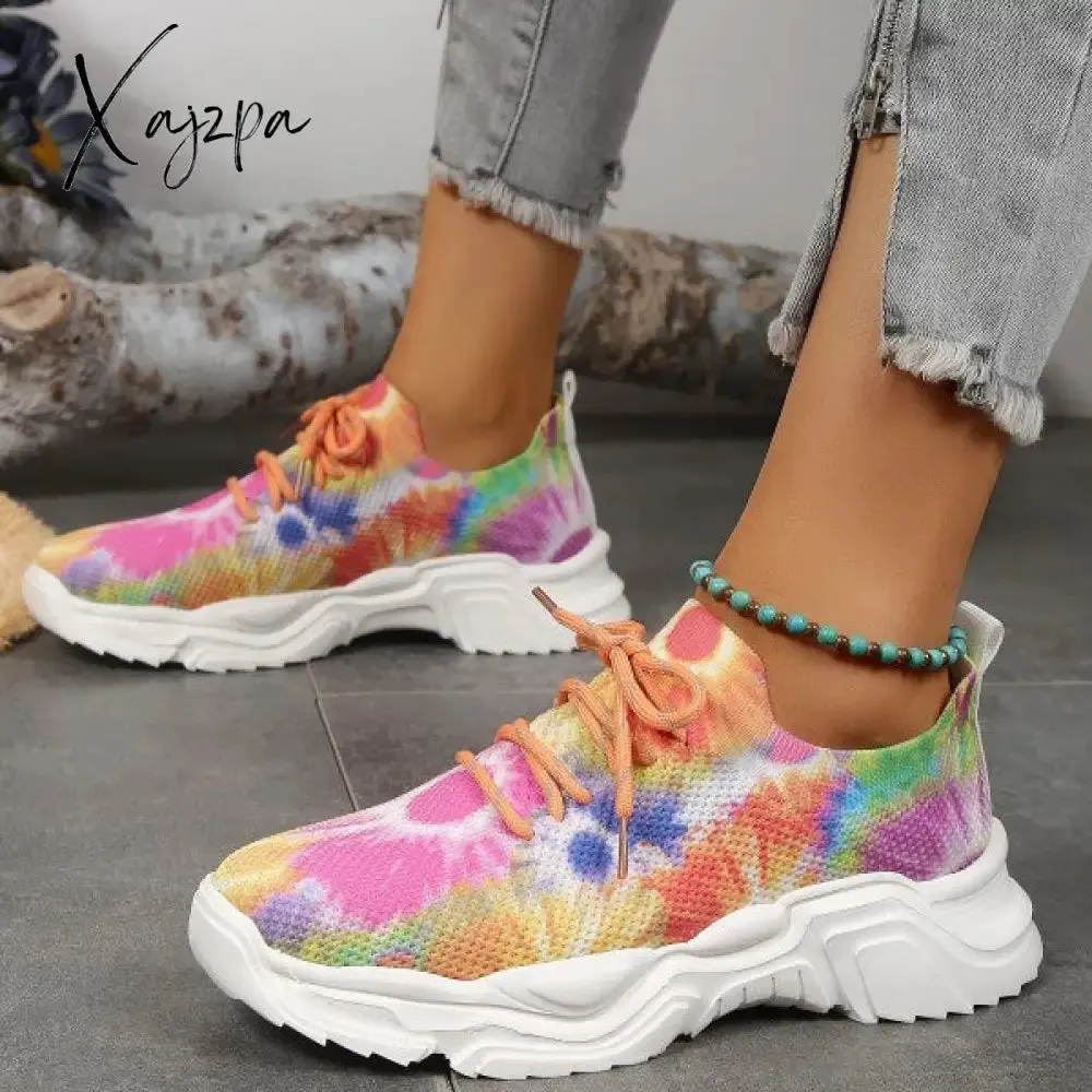 Xajzpa - Orange Casual Sportswear Patchwork Tie-dye Round Comfortable Out Door Sport Shoes