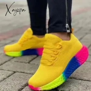 Xajzpa - Yellow Casual Sportswear Daily Patchwork Round Comfortable Sport Running Shoes